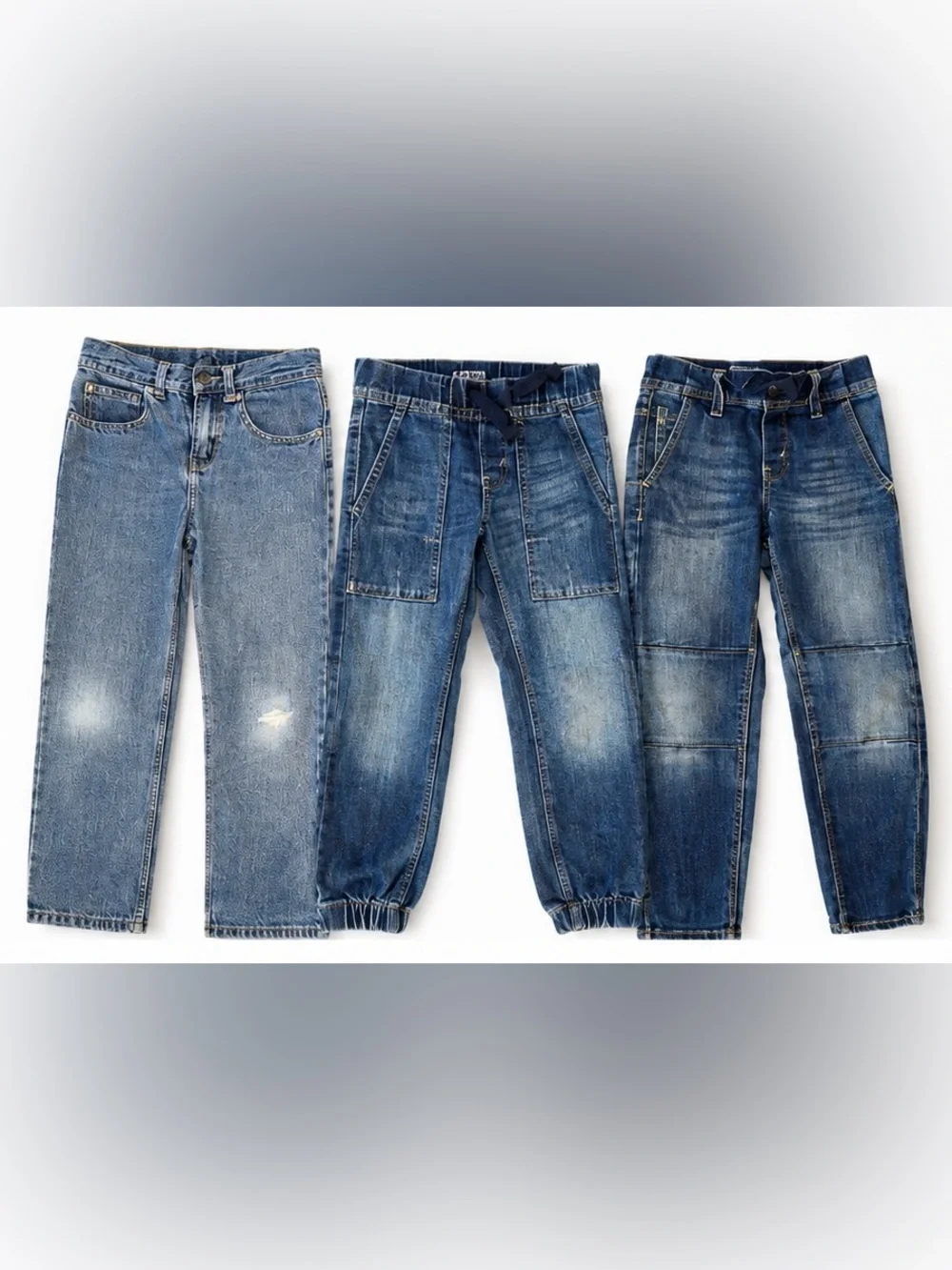 Boys Pull On Jeans Bundle Adjustable Waist Levi’s Denizen & Faded Glory Sz 6 & 8